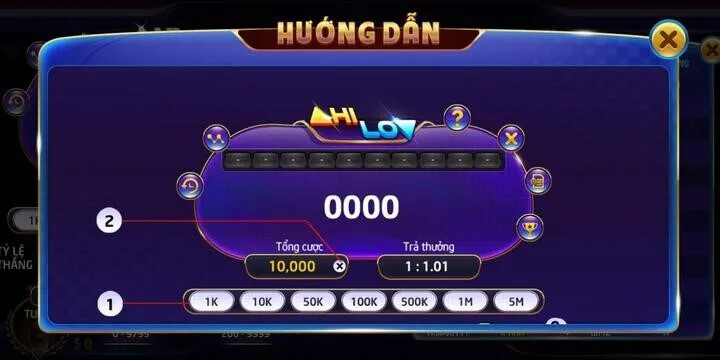 Cách thiết lập mức cược và tỷ lệ thắng trong game Hilo BBet