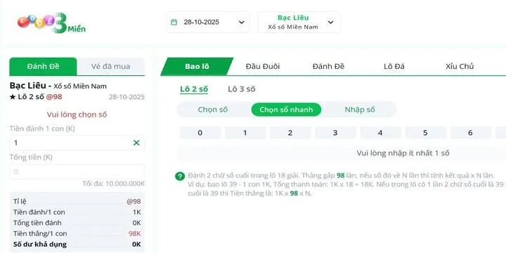 Luật chung người chơi lô đề 3 miền BBet cần biết