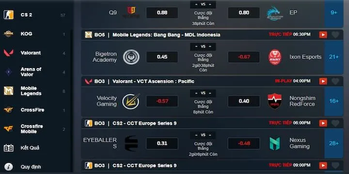 Điểm danh môn thể thao đình đám tại SABA Esports BBET