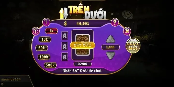 Cách chọn mức cược trong game trên dưới BBet